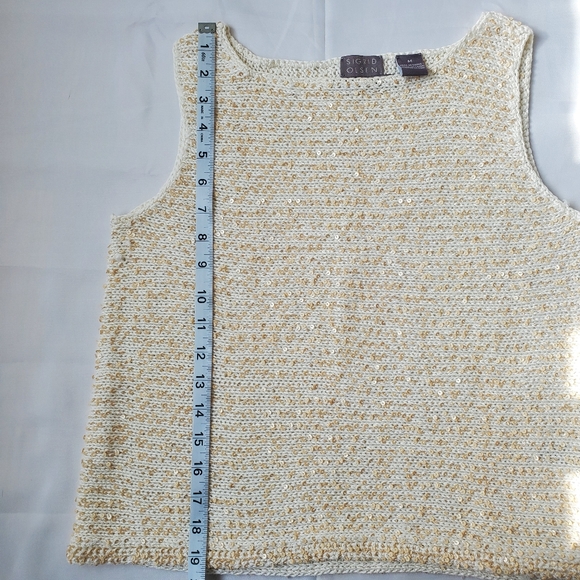 Sigrid Olsen Linen Hand Knit Sleeveless Blouse Sequin Embellished Size Medium - Picture 11 of 11